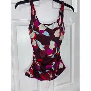 Athleta Swim Square Neck Tankini - Hero Bloom Decadent Chocolate 36B/C